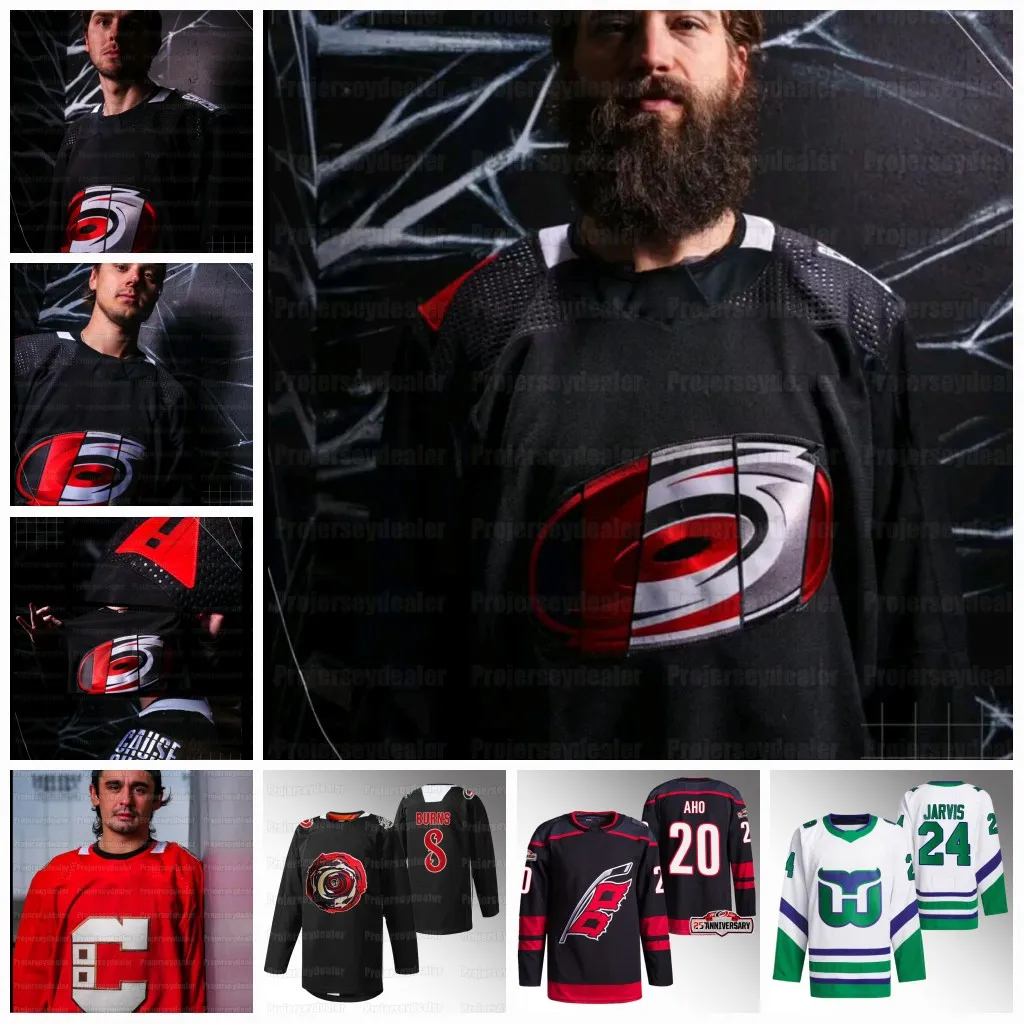 Jake Guentzel Carolina 2024 Hurricanes Jerseys de inspiração vintage Sebastian Aho Dmitry Orlov Evgeny Kuznetsov Seth Jarvis Necas Jarvis Skjei Staal Kochetkov Slavin