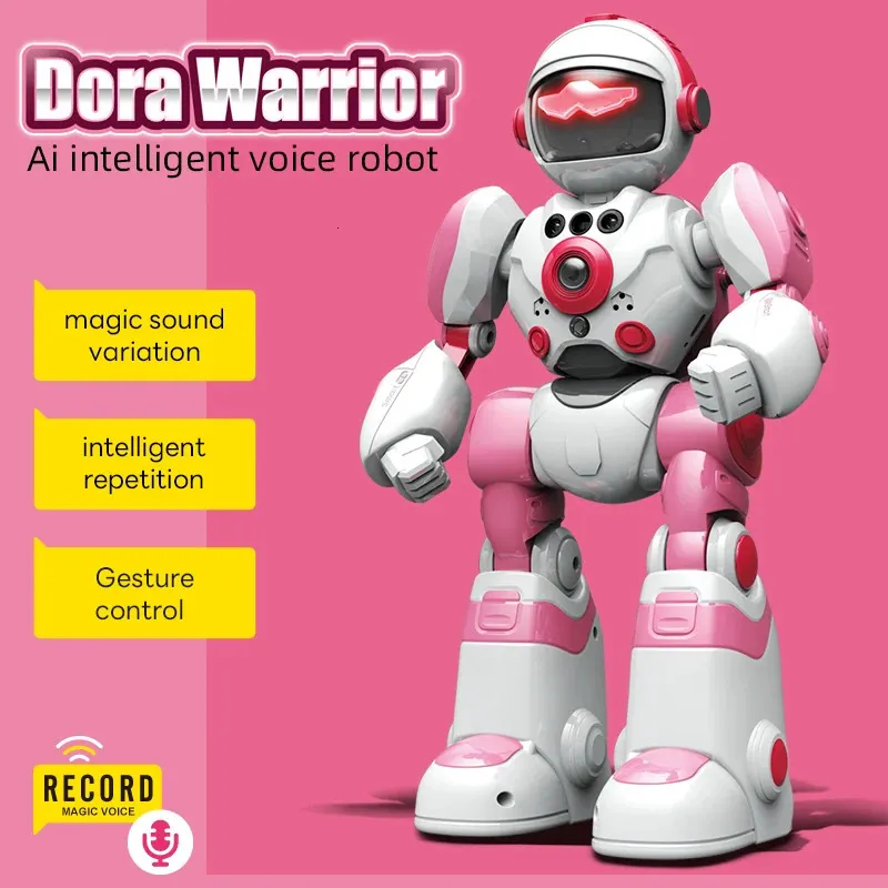 Pink 24g RC robot remote control programming English space touch gesture induction dance Children gift 240321