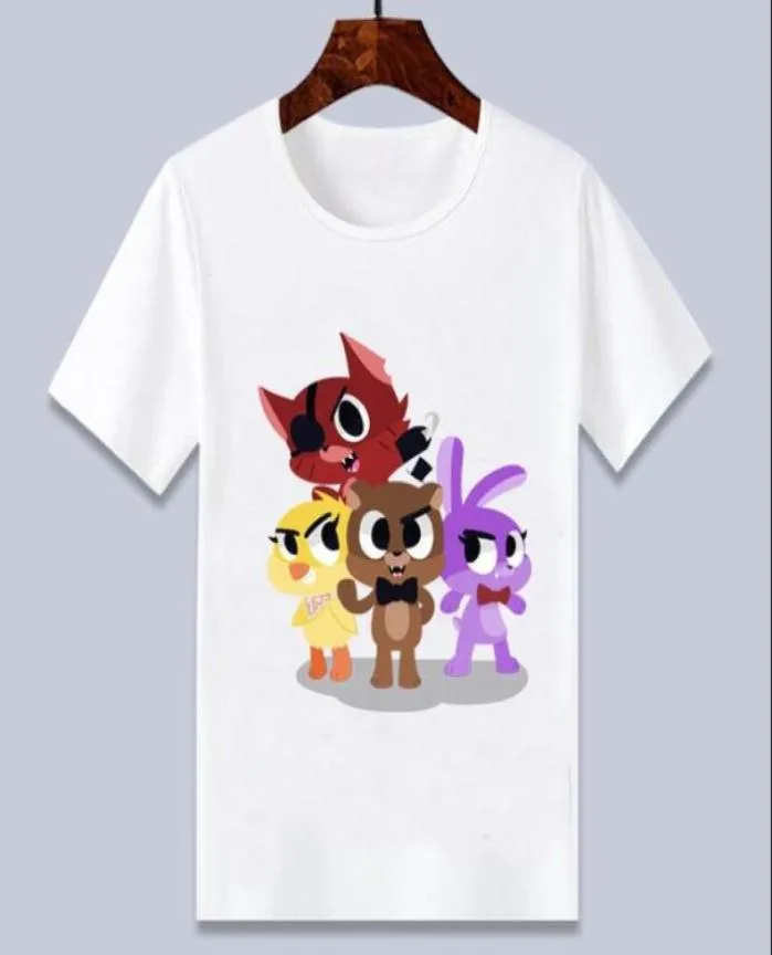 Freddy fnaf t shirt çocuklarında beş gece karikatür basılı tişörtler tişörtler erkekler için kızlar3071425