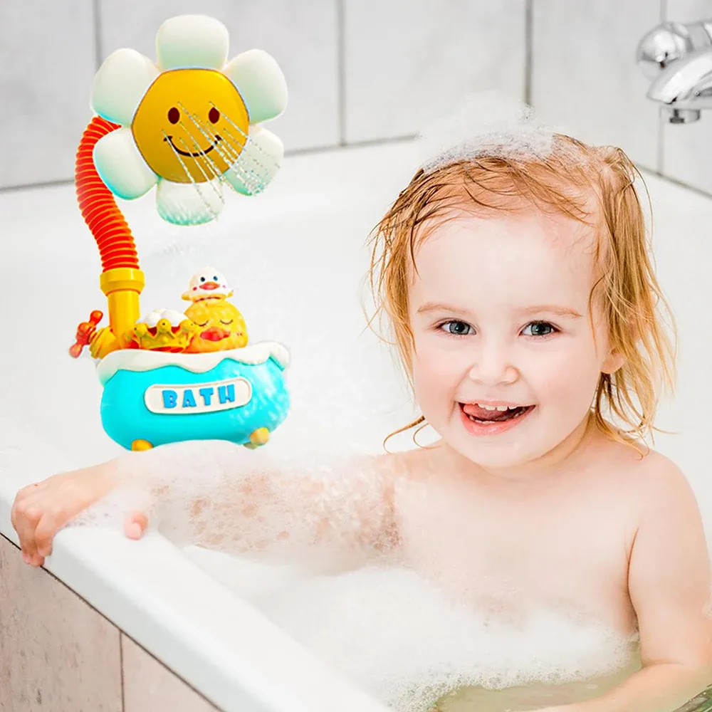 Baby Bath Toys: Adjustable Sunflower Shower Head With 3 Spray Modes