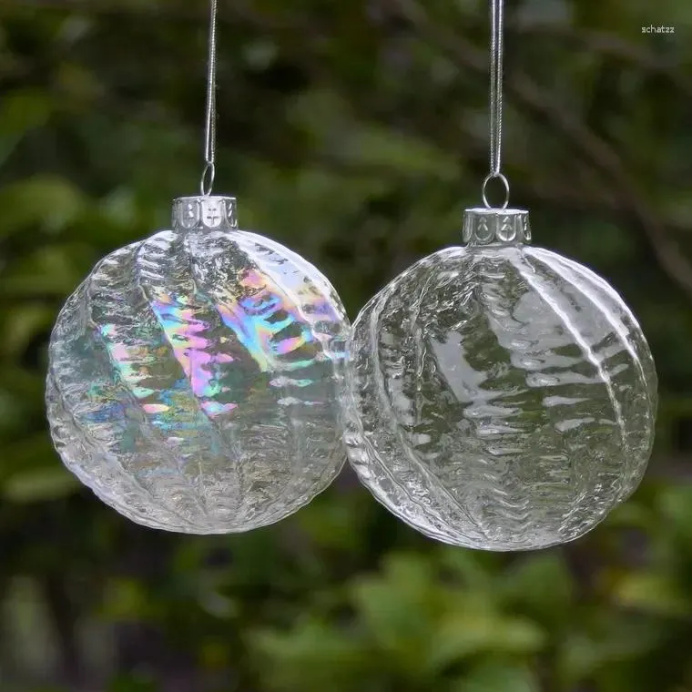 Decorações de Natal Decoração de árvore Bump Listrado Bola de vidro Presente