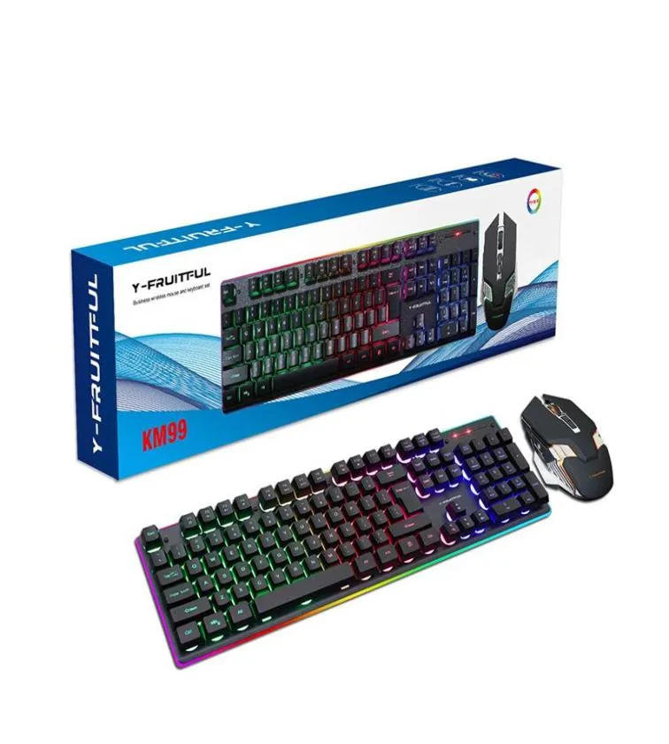 Epacket KM99 Gaming -Tastatur und Maus -Set drahtloser Tastatur -Laptop -Beleuchtung258z3224598