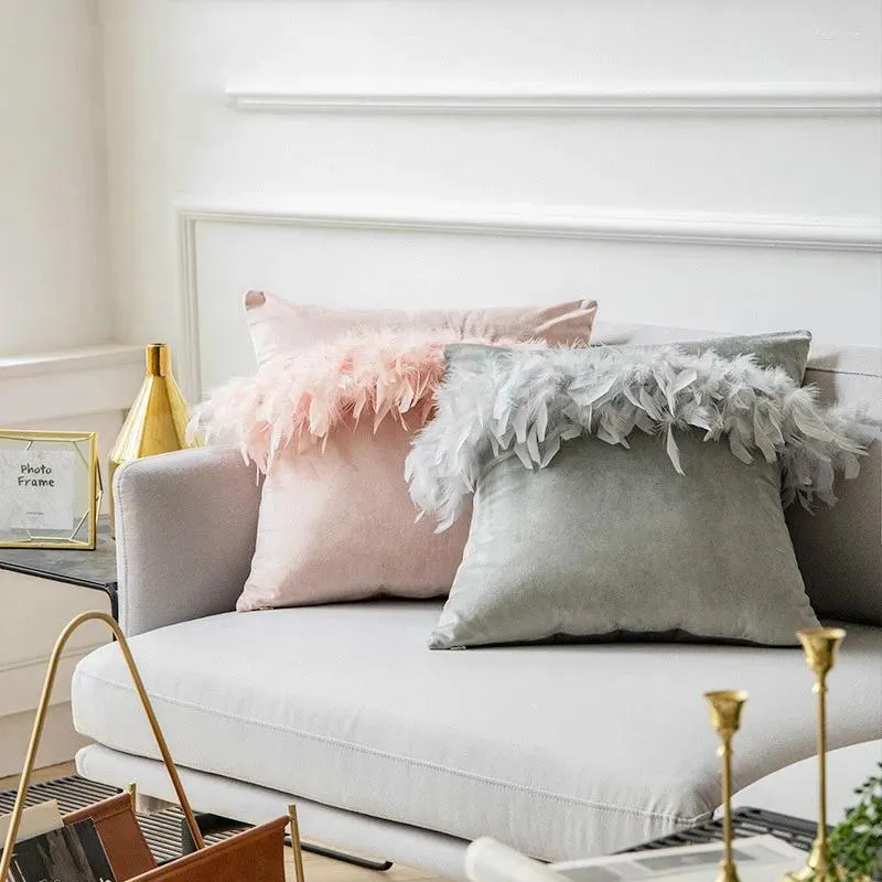 Pillow Wurf Hülle Plüsch Pelzabdeckung Feder Samt für Home Room Sofa Dekor 45 cm