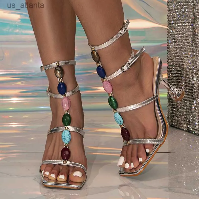 Chaussures habillées liyke bohemian style mode couleur sandaux sandales sandales toe gladiator talons hauts fête d'été h240403o4zf