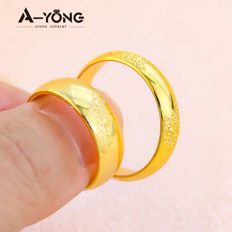 Wedding Rings Gold Color Couples 21k Plated Dubai African Arab Mens Womens Engagement Vintage Accessories