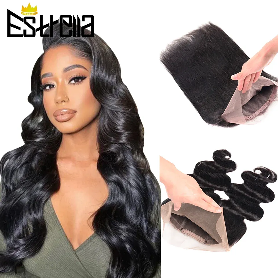 Closures Straight 360 Lace Frontal Closure Remy Full Lace Frontal Closure Free Part Human Hair Lace Closure 10"20" Hand Tied Lace Front