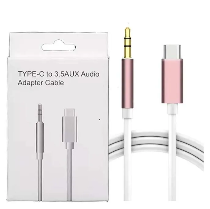 Cavi USB di tipo C maschio da 3,5 mm per auto auricolare stereo Adattatore cavo audio audio per telefono Moblie con scatola di revisione