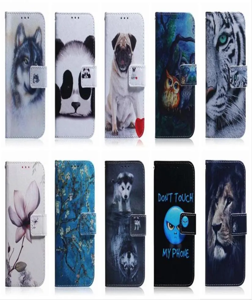 Кожаные чехлы-кошельки для Samsung A53 A73 M52 5G A03 Core 166 A13 A33 Note 20 Ultra LG Stylo 7 Aminal Flower Lion Panda Dog Wolf Ti4509275