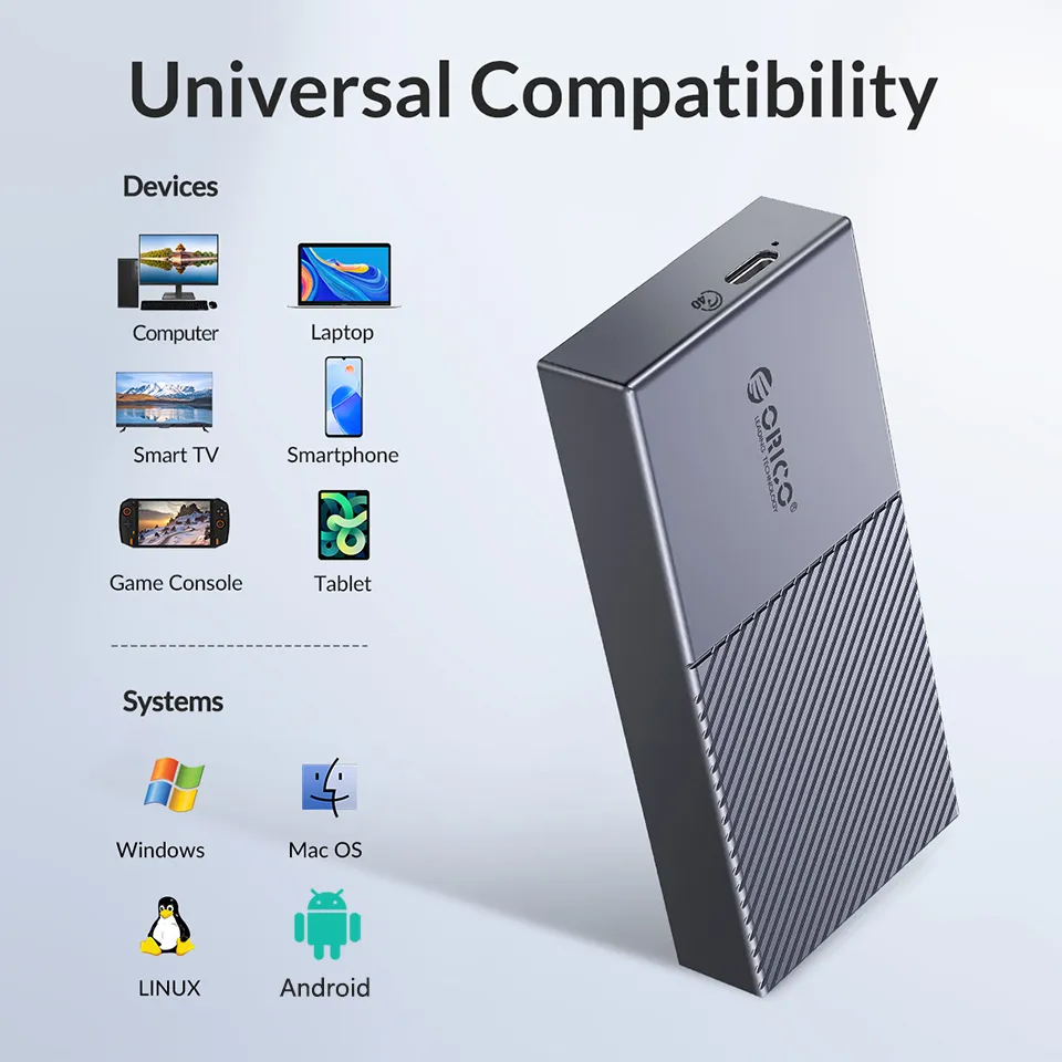 ORICO M.2 NVMe Enclosure 40Gbps Thunderbolt 3/4 USB4 External SSD