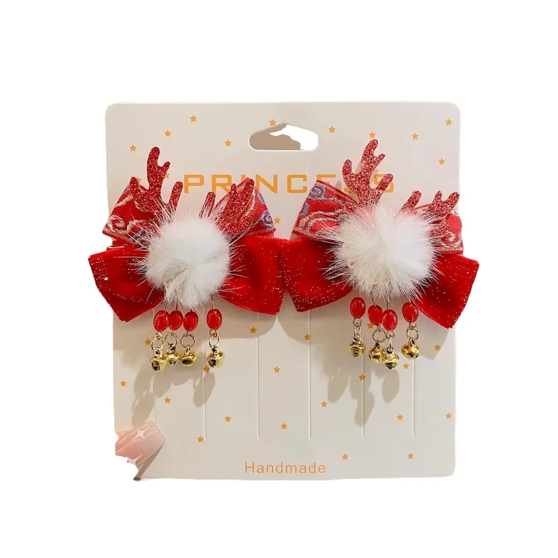 Le Nouvel An chinois de la fille Big Roud Hair Clip Hiver Ancient Hanfu Headswear's New Year Chinese Style Hair Accessoires Baby Flover Not Paper Jam
