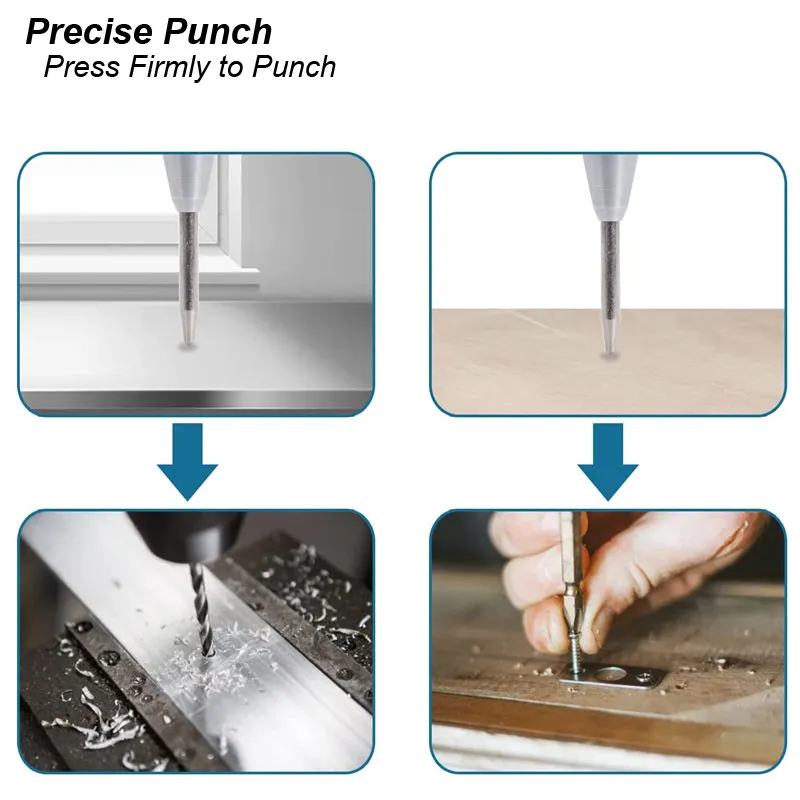 Center Punch With Cap – Spring-Loaded Automatic Marking Tool For Metal, Woodworking, And DIY Workshop Projects (Handheld, Ergonomic)