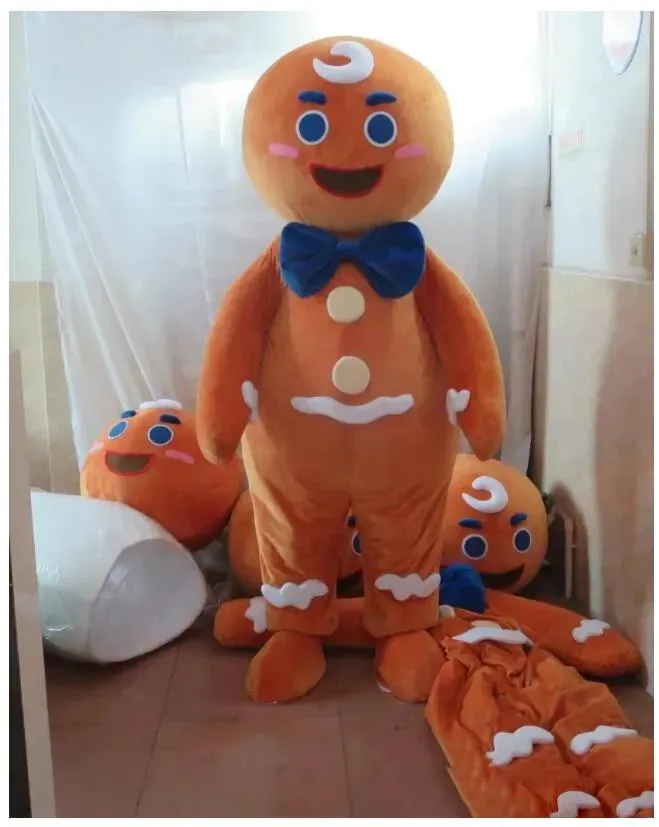 2024 Gingerbread Man Mascot Costume Halloween Christmas Fancy Party Tecknad karaktärsdräkt kostym Vuxna kvinnor män klär karneval unisex vuxna