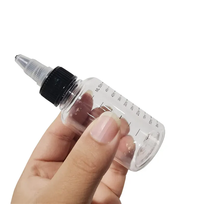 Sous-package liquide bouteille transparente graduée d'équipement de laboratoire de bouteille en plastique transparent 30 ml / 50 ml / 100 ml / 230 ml