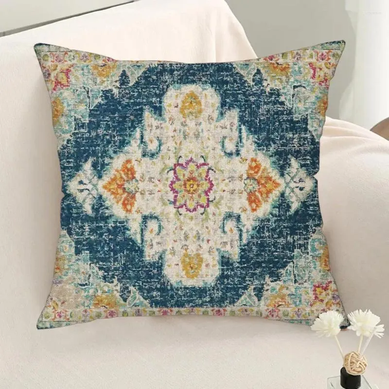 Kissen Retro -Kissenbezug mit Reißverschluss Boho -Stil Wurfabdeckung Weiche Hülle für Couchsofa Bettdekoration Bohemian Blumen