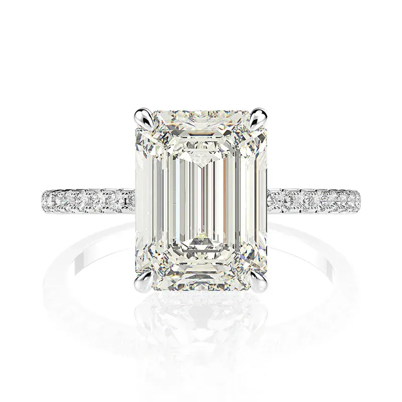 Pierścienie Prawdziwy 925 Srebrny Pierścień Szmaragdowe Cut Square Diamond Wedding Wedding For Women Luksusowy Propozycja Zaangażowanie