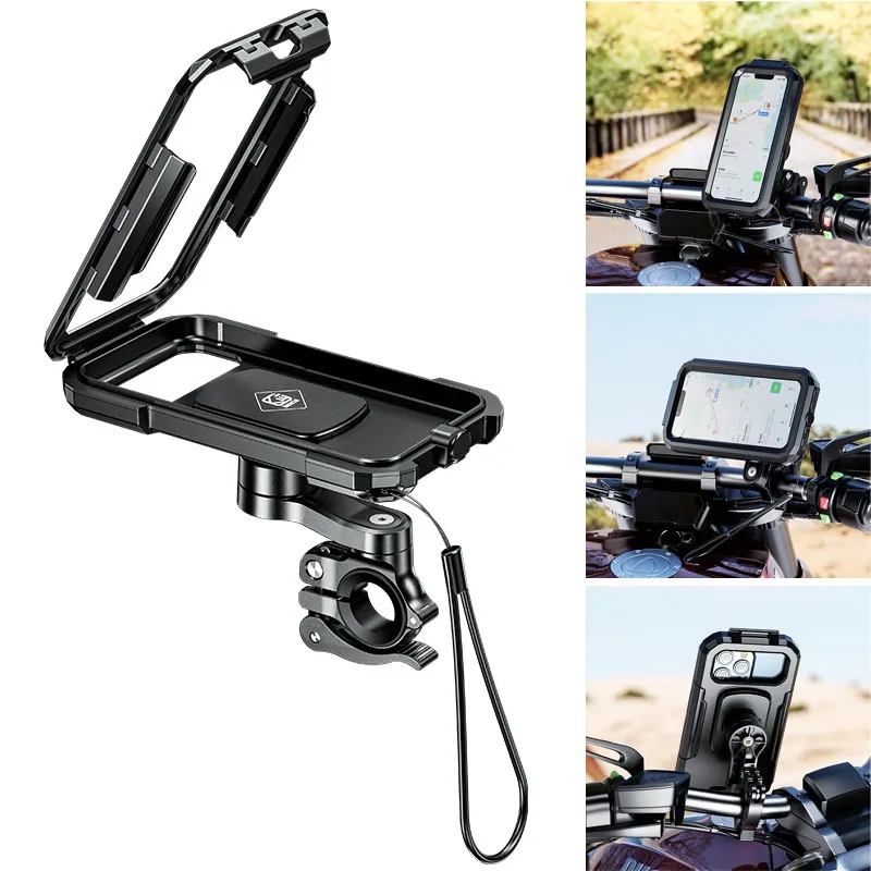 Водонепроницаемое мотоциклетное держатель телефона Moto Bike Grinkbar Mount Mount для 4,7-6,8-дюймового мобильного телефона с сенсорным экраном