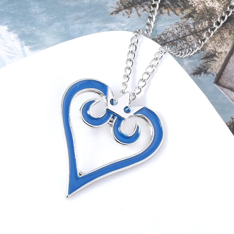 Kingdom Hearts Sora Blue Crown Pendant Necklace for Women
