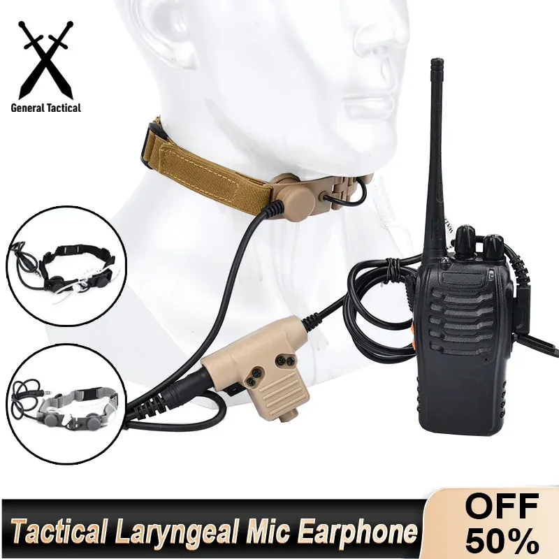 Accessoires Tactical Laryngeal Mic Mica Eaphone Headset Microphone Walkie Earpiece Radio U94 PTT pour Kenwood Baofeng UV5R UV5X UV82