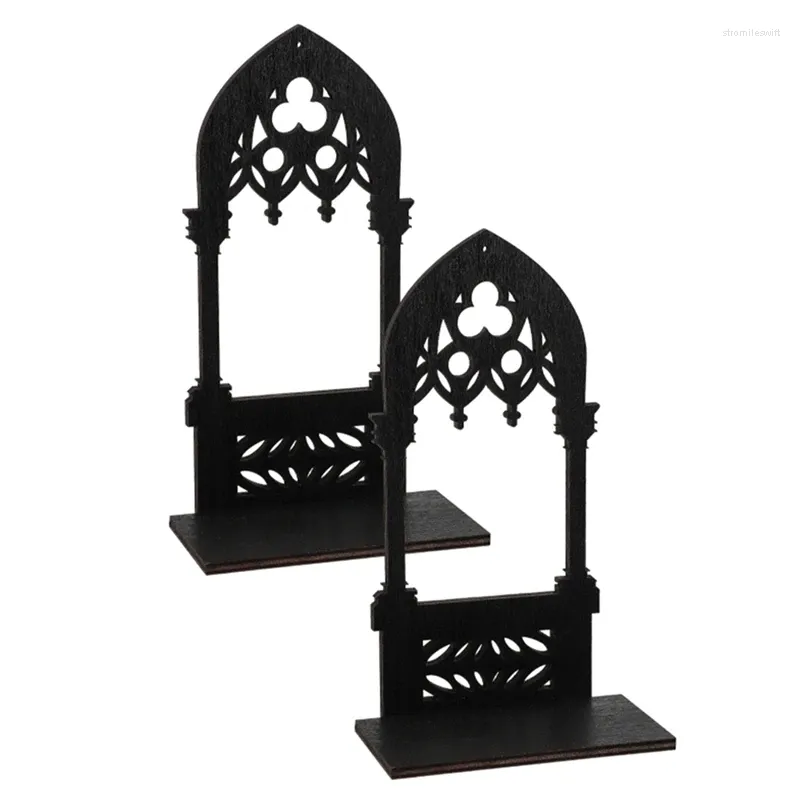 Titulares de vela 2pcs arco gótico suporte arquitetônico ferro forjado decoração de casa durável fácil de usar