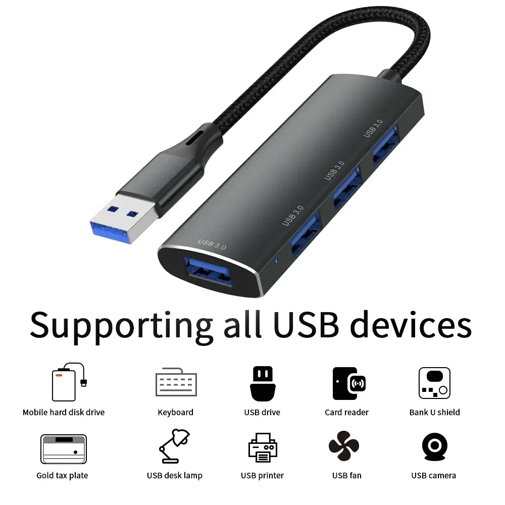 USB Hub Splitter for Keyboard & Mouse - 4-Port USB3.0 High-Speed ...