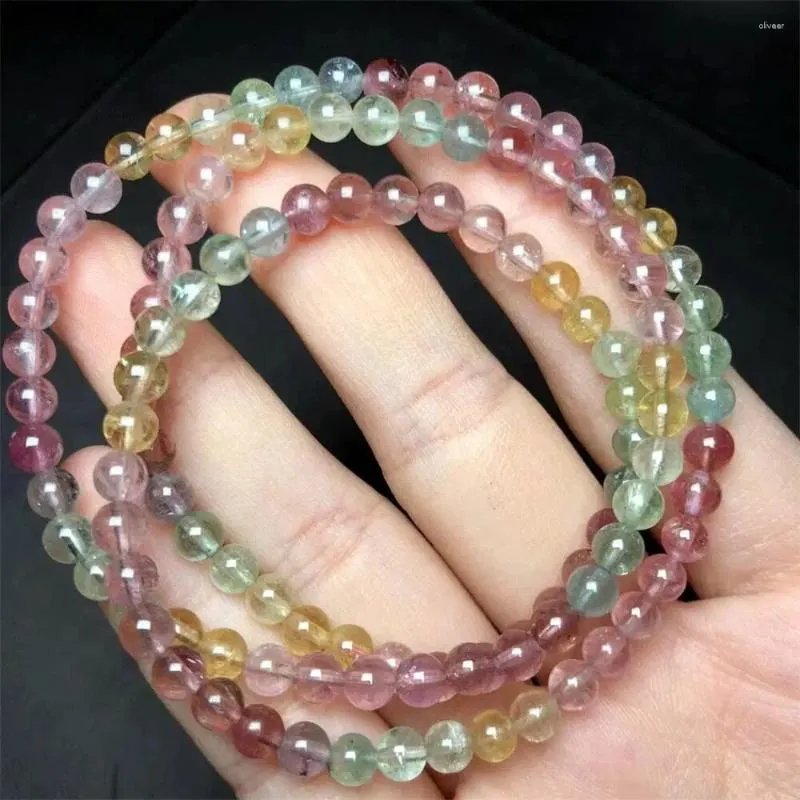 Bracelets de liaison 5 mm Natural Tourmaline Triple Circle Bracelet pour femmes Fashion Summer Dopamine Charm Bijoux Accessoires 1PCS