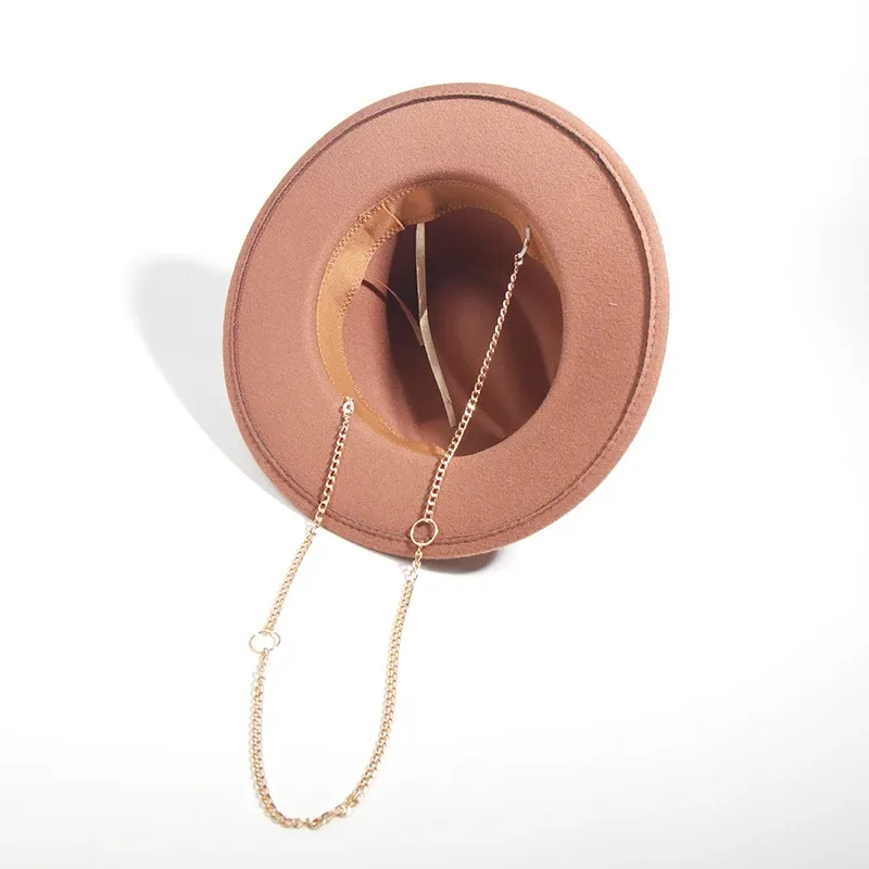 Elegant Womens Fedora Hats With Metal Chain Accent Stylish  display picture 1