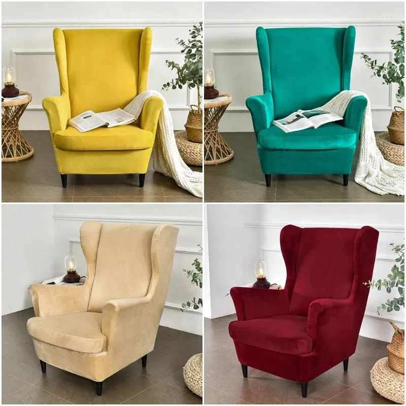 Stoelbedekkingen fluweel zachte vleugel deksel elastisch ontspannen sofa slipcovers stretch spandex wingback fauteuil met zitkussen