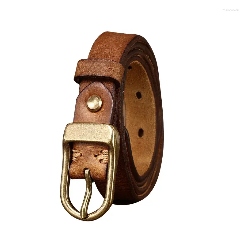 Ceintures purement vache de vache 2,3 cm de large la vieille ceinture mince lavée rétro pour les femmes véritablement la mode en cuir tendance polyvalente femelle étroite