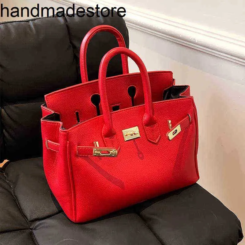 Echtes Leder BK Designer Handtasche rote Hochzeitstasche 2024 Neue Frauen hohe Sense Mode Textur ein Schulter -Messenger tragbarer Platinum