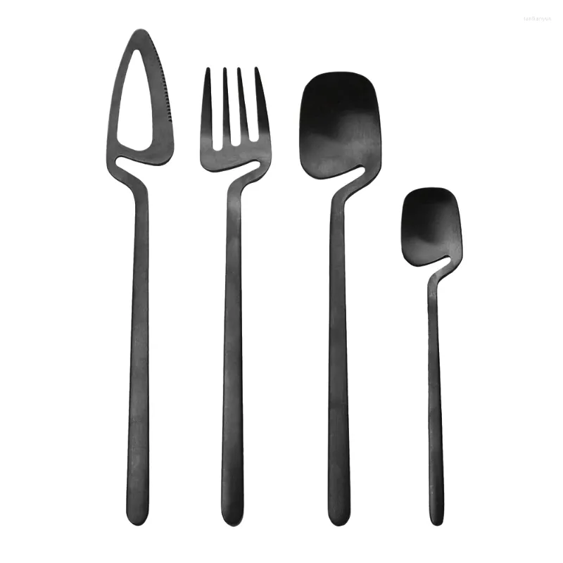 Flatware Sets Black Matte Dinnerware 18/10 Stainless Steel Cutlery Set Fork Knife Tea Spoon Kitchen Dinner Gold Tableware