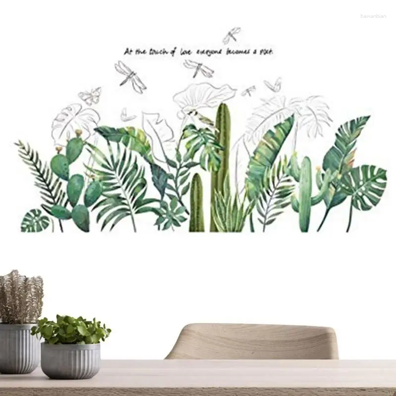 Autocollants de fenêtre Mur de style bricolage Auto-adhésif Fleur fraîche Plantes vertes autocollants cactus pour le salon Décor de pépinière de chambre à coucher