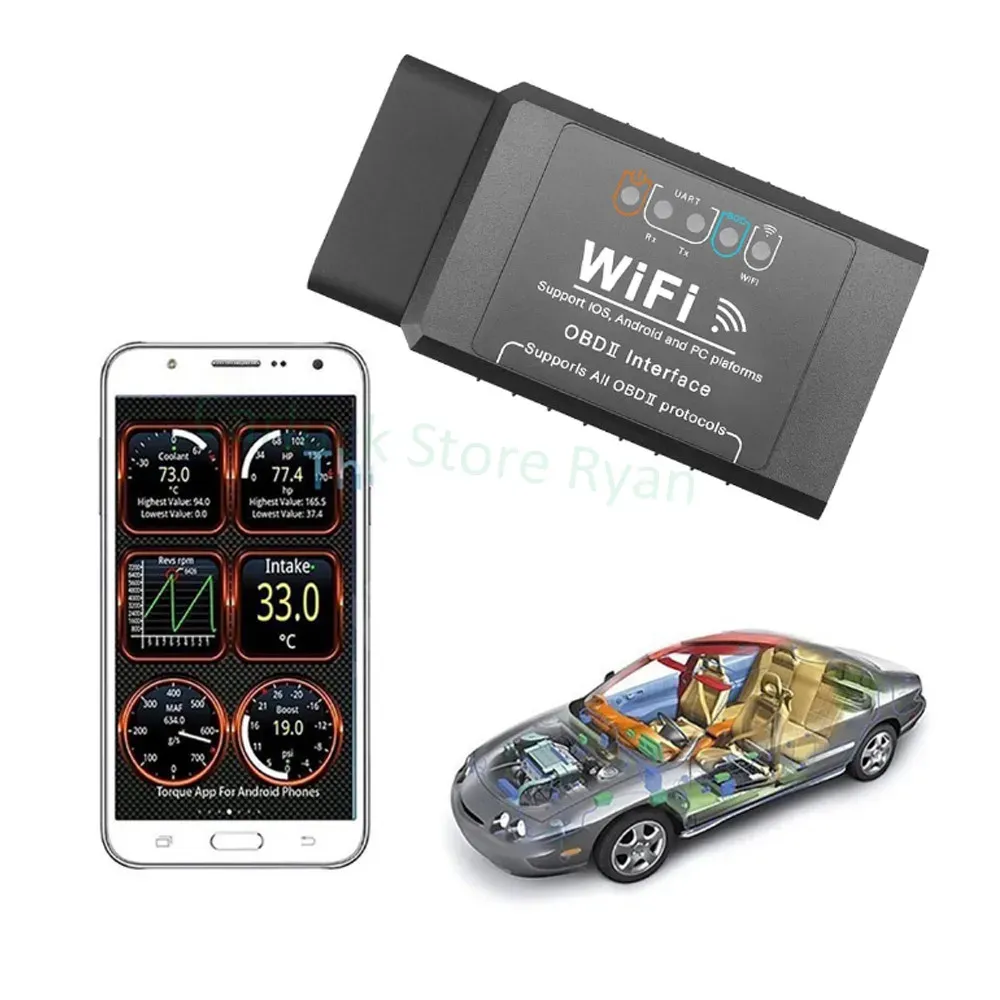 أفضل ELM 327 V1.5 WIFI OBD2 WIFI SCANNER AUTO ODB2 ELM327 V1.5 WIFI for Android/IOS OBD2 CAR DIGANOSTIC AUTO