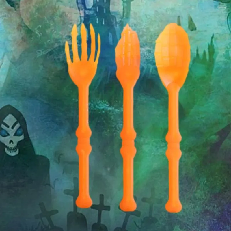 Posate usa e getta 3 cucchiai di forcella set regali da tavolo cucchiaio per la festa arancione arancione