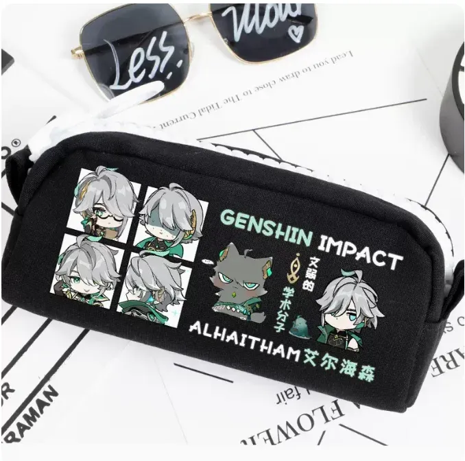 Torby anime genshin Impact Alhaitham Pencil Case Oxford Canvas Storage Bag Pencil Box Pencilcase School Pen Bag 1731