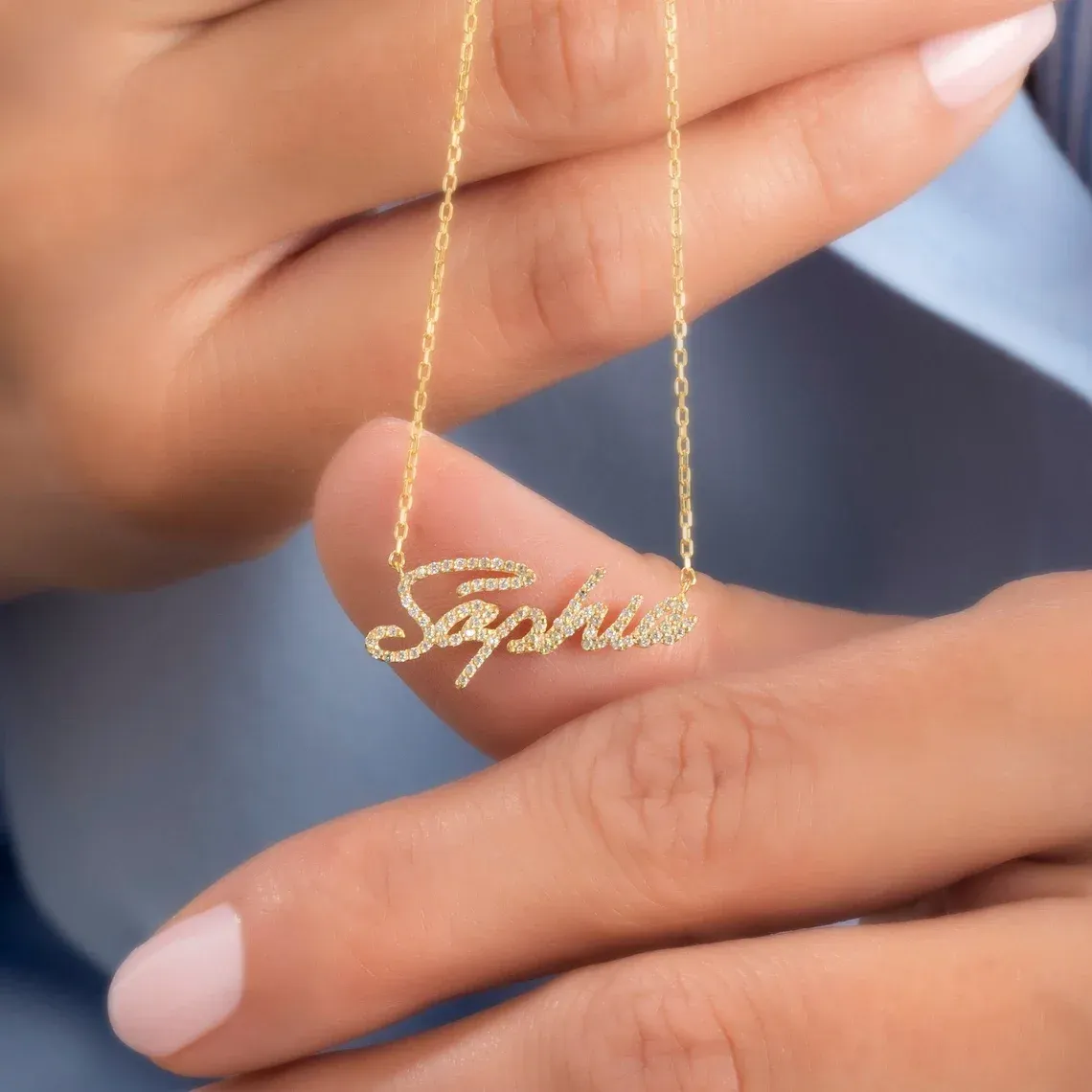 Kettingen aangepaste diamant naam ketting gepersonaliseerd typeplaatje hang ketting roestvrijstalen gouden ketting voor vrouwen sieraden geschenken