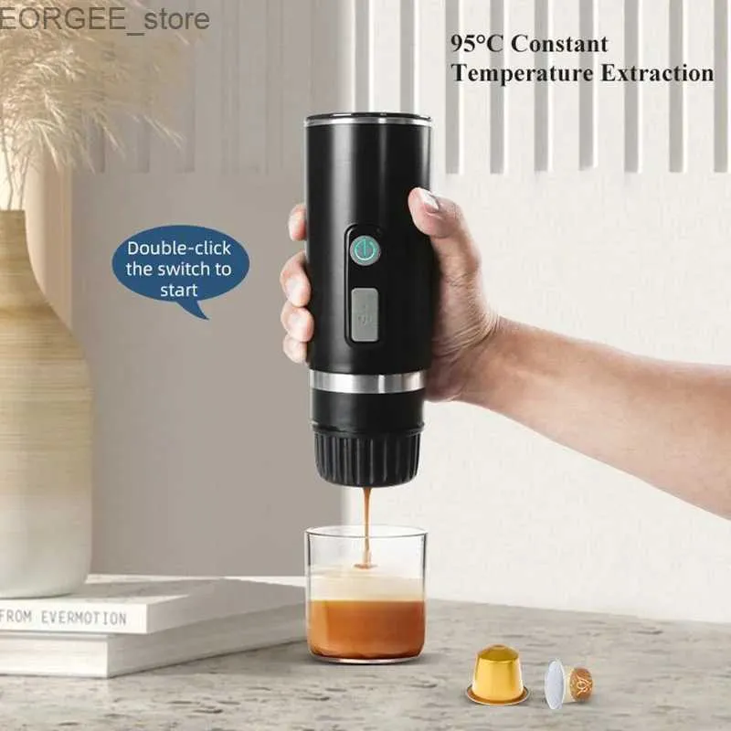 Coffee Makers Portable electric mini coffee machine charging coffee machine car wagon outdoor automatic espresso ceremony coffee machine Y240403