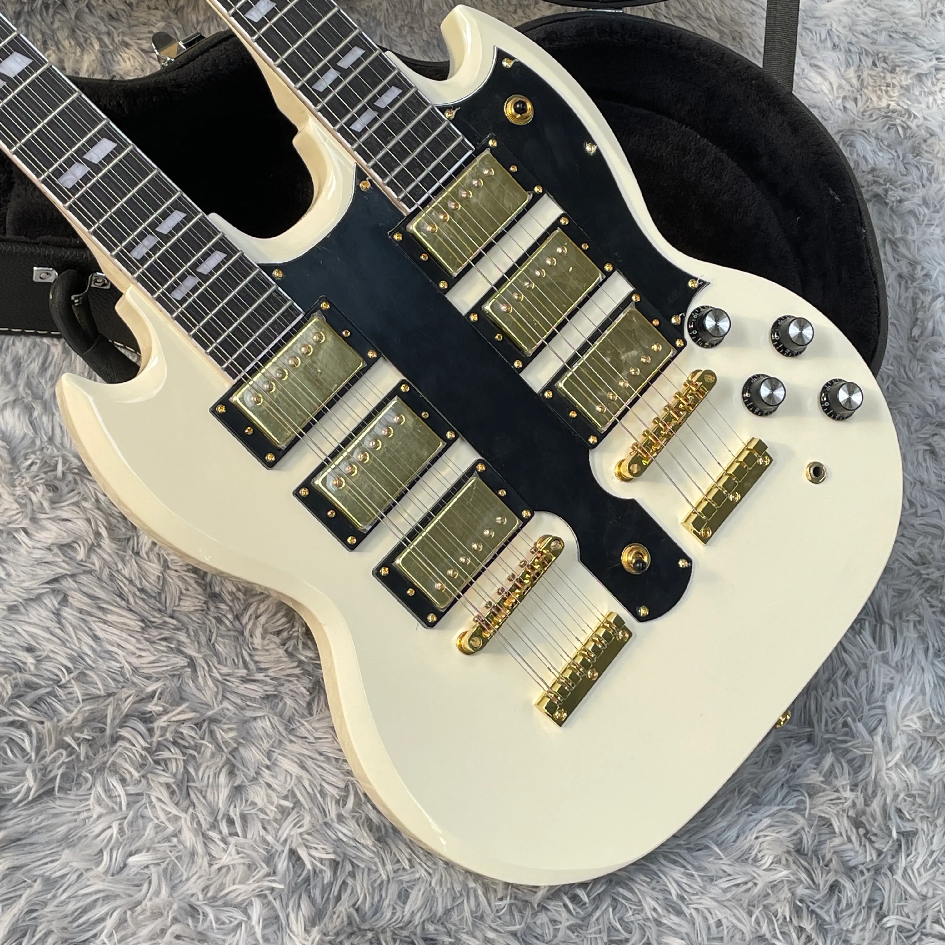 Double Neck Electric Guitars: Cream Yellow 12 String... From ...