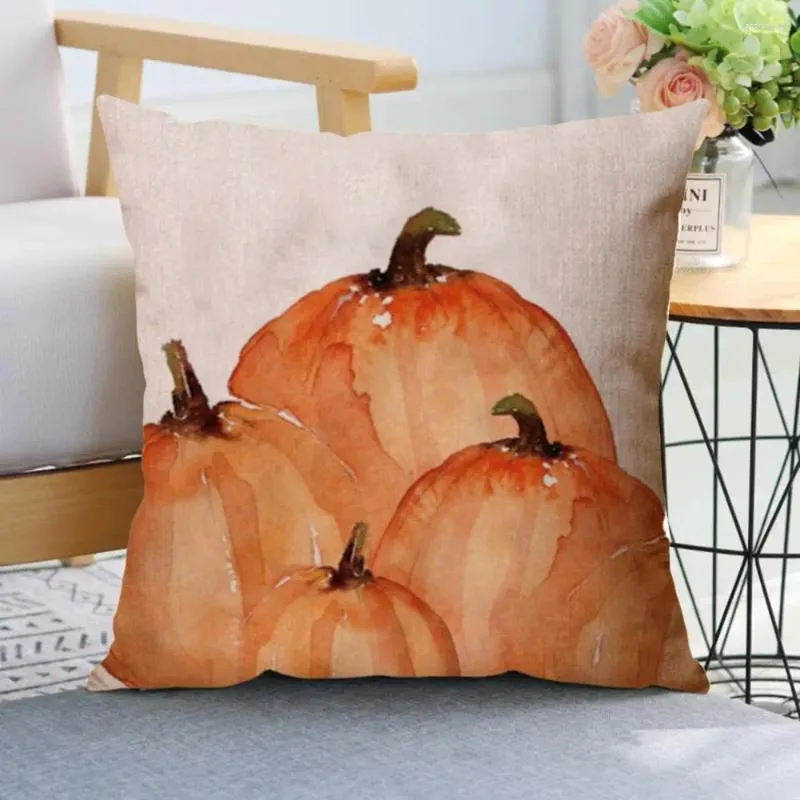 Pillow Hidden Zipper Pillowcase Fall Decor Pumpkin Sunflower Wreath Thanksgiving Cover For Sofa