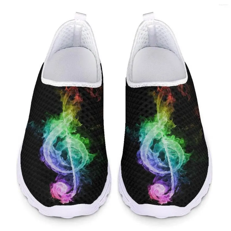 Casual Shoes Cute Flame Music Note Mönster Loafers Women glider på sneakers Lätt damer Summer Sport Jogging Woman Flats