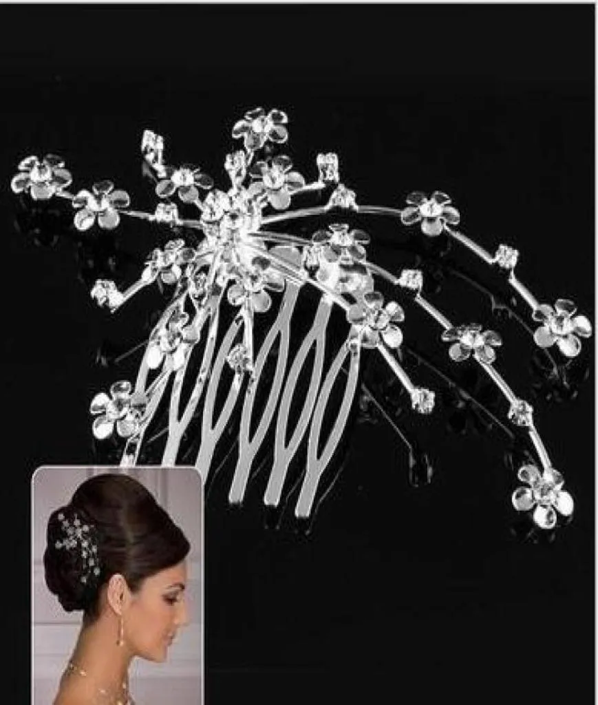 Women Wedding Bridal Wedding Silver Placcato Crystal Rhinestone Flower Hair Accessori per capelli per capelli Bride Tiara6644041
