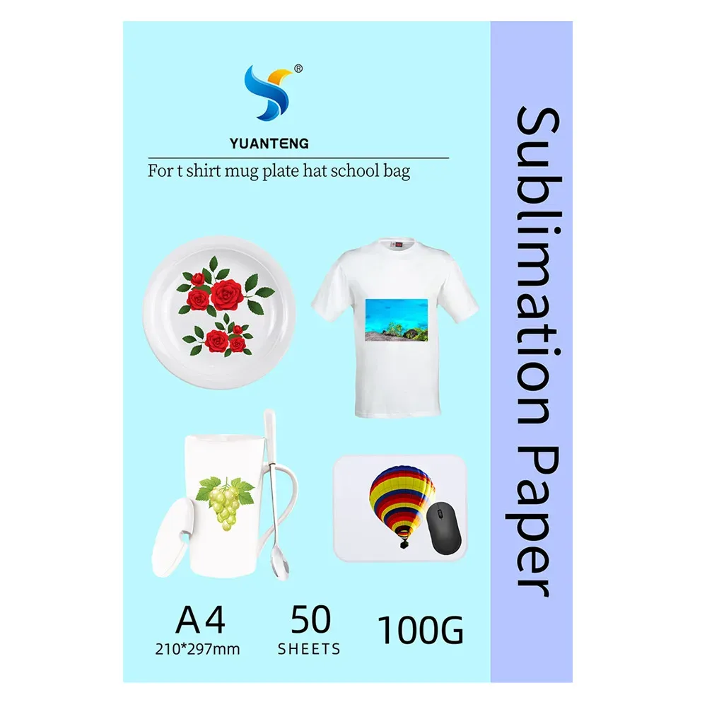 Papier 50 Blätter Sublimation Paper A4 für Wärmeübertragung DIY -Geschenk kompatibel mit Tintenstrahldrucker mit Sublimation Tinte 100g für Tassenbecher