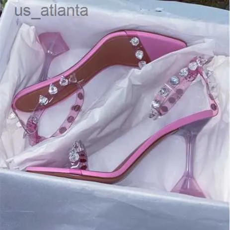 Chaussures habillées Star Style Été Transparent Womens Sandals Fashion Crystal Heels Party Ball High Heel Gladiator H240403ZU04