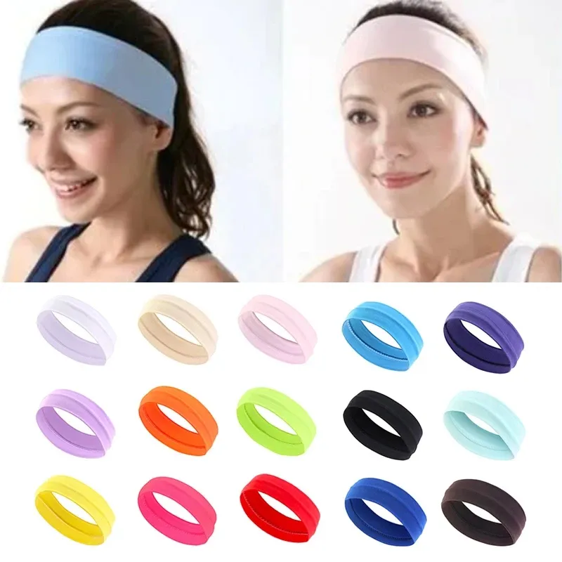 Sommarsportens pannband för kvinnor Fitness Run Yoga Bandanas Solid Colic Elastic Hair Band Stretch Makeup Hair Accessories 2023