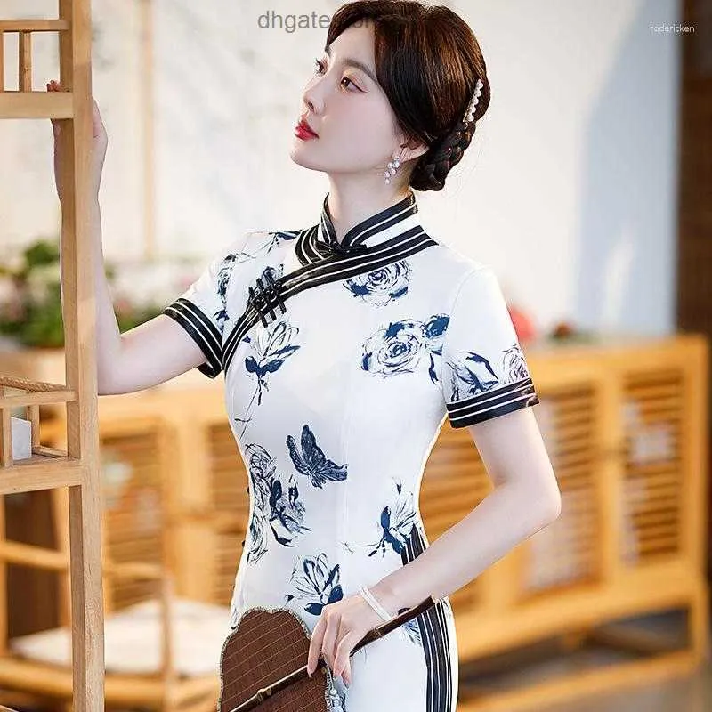 Ethnic Clothing Yourqipao 2023 Summer Plus Size White Cheongsam Retro Fashion Elegant Modern Qipao Chinese Style Evening Wedding Dress For