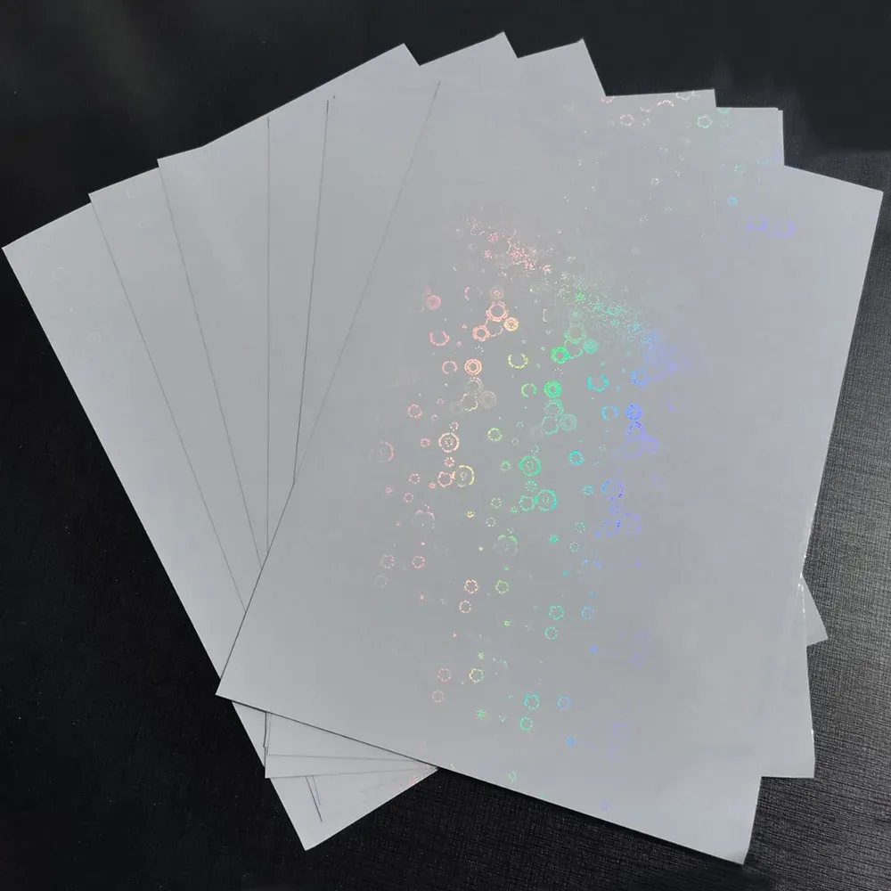 Papel novo círculo estilo flor estilo holográfico fita adesiva traseira laminando em papel plástico 50 lençóis a4 pacote de pacote cartão