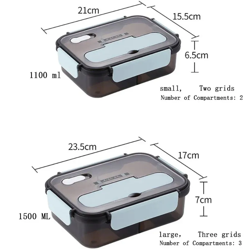 Boîte à lunch Cuisine Travail Étudiant Activités extérieures Travel Micro-ondes Chauffage Food Container Plastique Bento Boîte de rangement Snacks Boîtes