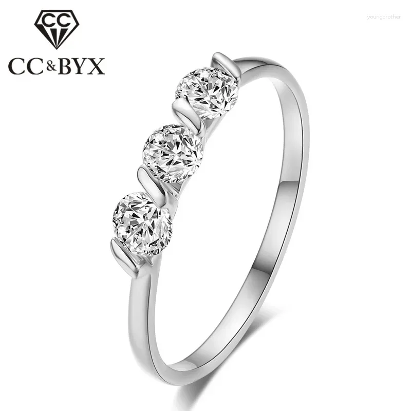 Cluster anneaux bijoux de mode pour femmes cubiques zircone argent couleur charme de couleur romantique anneau de mariage nuptial anello 1033