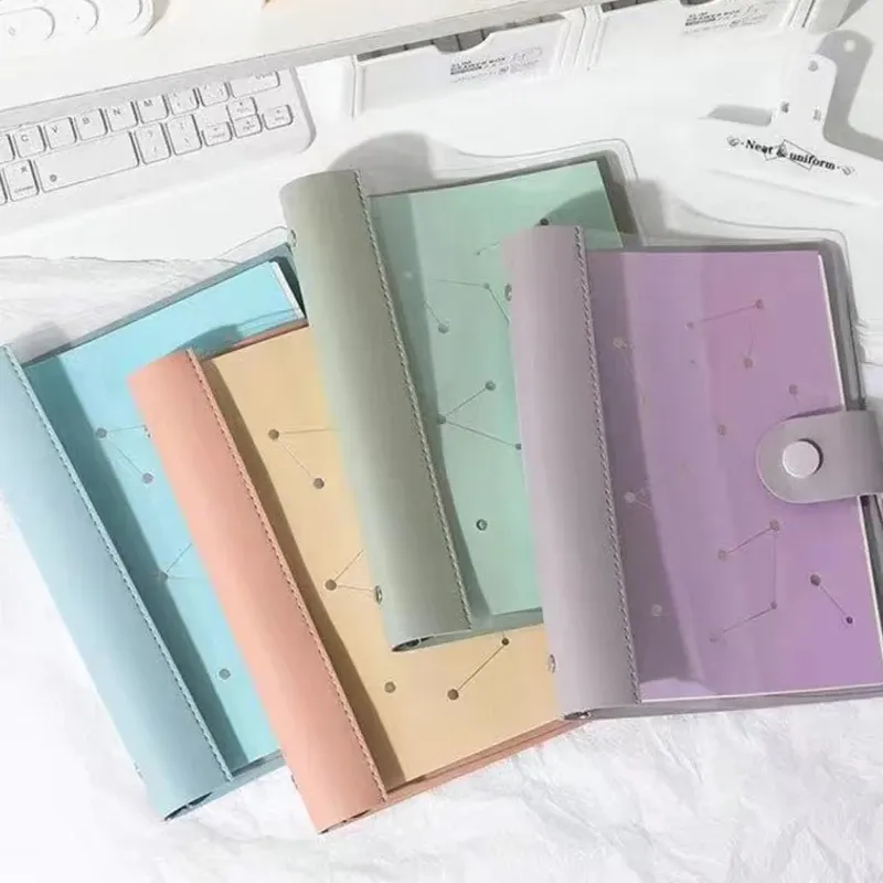 Épines A5 6ing PVC Binder Transparent Notebook Journal Hover Love Leaf Note Book Planner Clip Office Supplies Agenda Stationnery