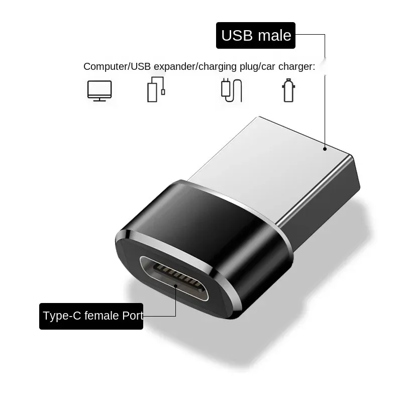 Aluminiowy stop z stopu USB do typu C Adapter Szybki ładowanie dla laptopa komputerowy TELEFON TELED-C do USB OTG Adapter