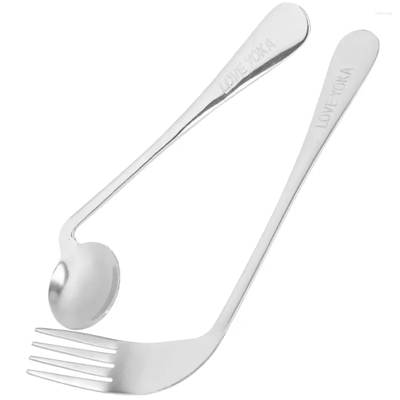 Flatware desechable 1 conjunto de pacientes con cuchara curva de viejos hormigonesa alimentando la bifurcación de la vajilla del utensilio